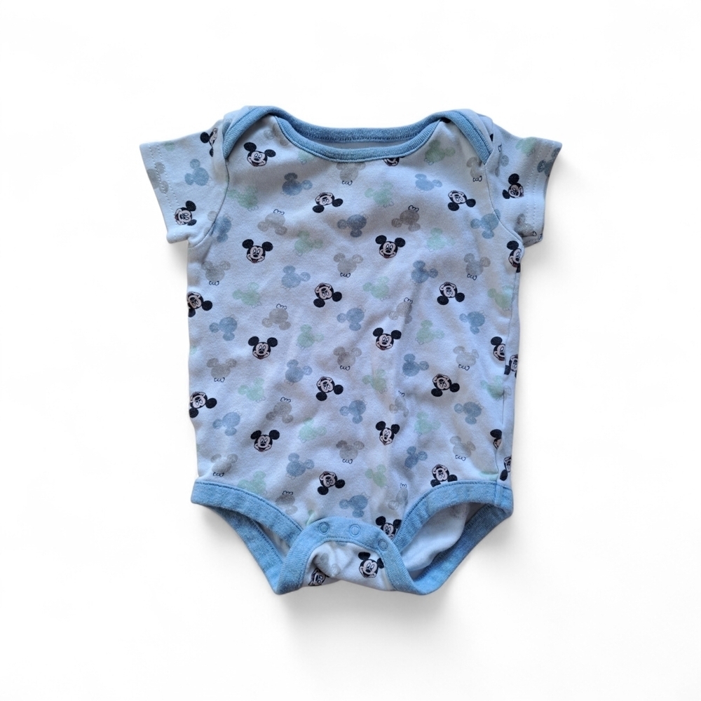 3/20$ Disney Baby Mickey Mouse Bodysuit Onesie White Short Sleeve 3–6 Months